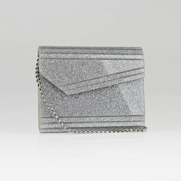 Jimmy Choo Bags Jimmy Choo Silver Glitter Candy Clutch Poshmark